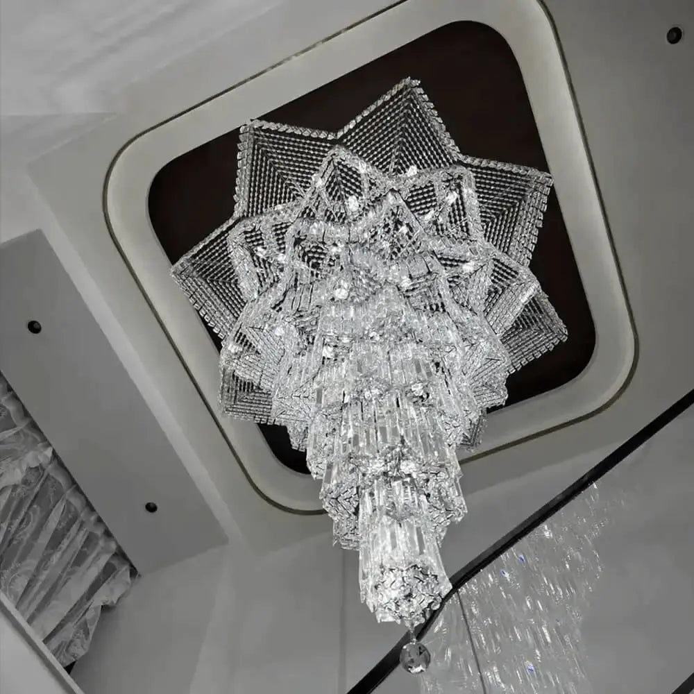 Luxury Villa Chandeliers Star Staircase Crystal Chandelier ChandeliersLife®