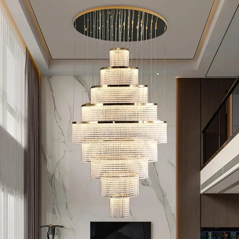 Modern Circle Ring Long Led Handing Crystal Chandelier ChandeliersLife®