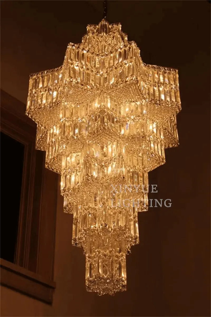 Luxury Villa Chandeliers Star Staircase Crystal Chandelier ChandeliersLife®