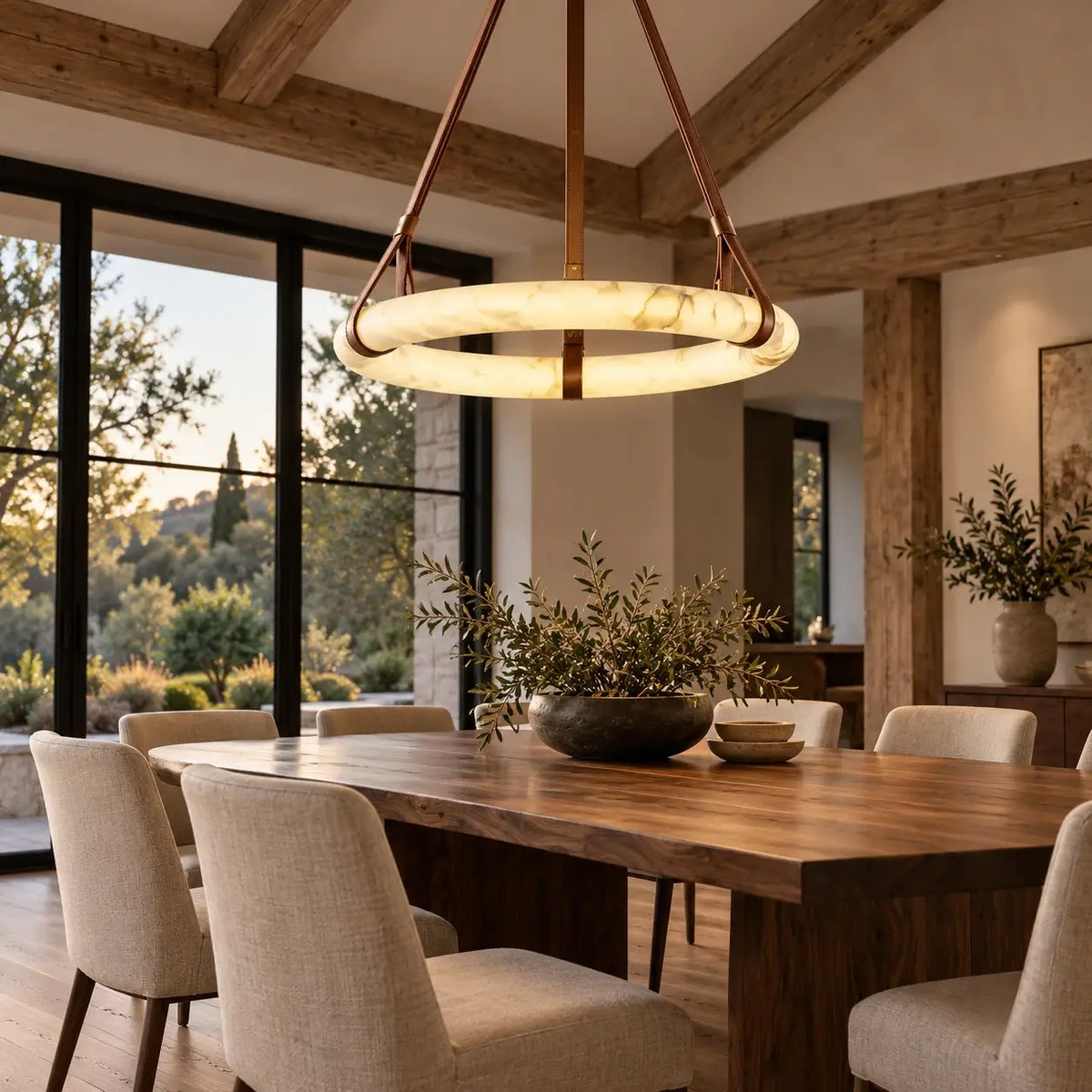 Pendant Ring Alabaster Modern Chandelier