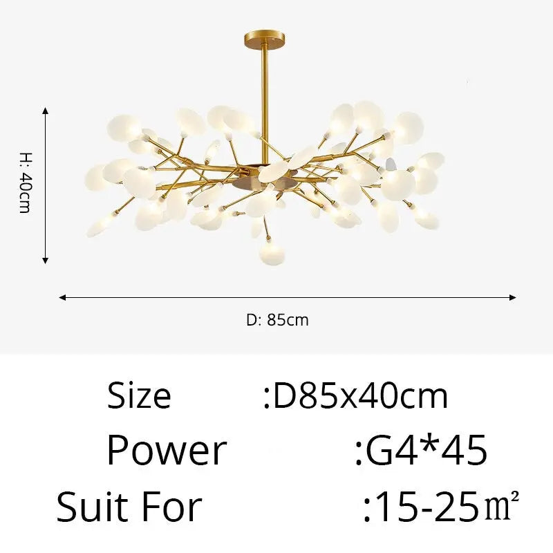 Luxurious Gold Chandelier with White Petals ChandeliersLife®