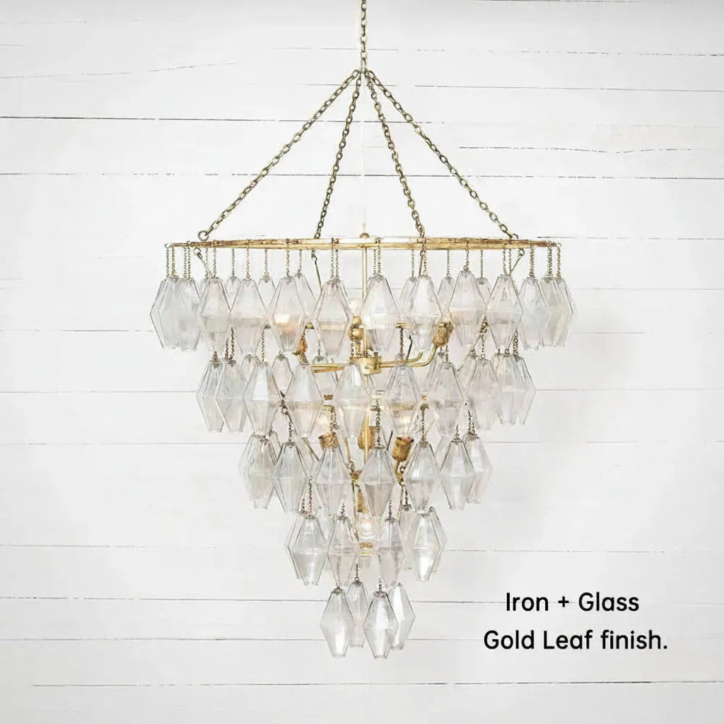 Adjustable Height Middle Glass Pendant Light