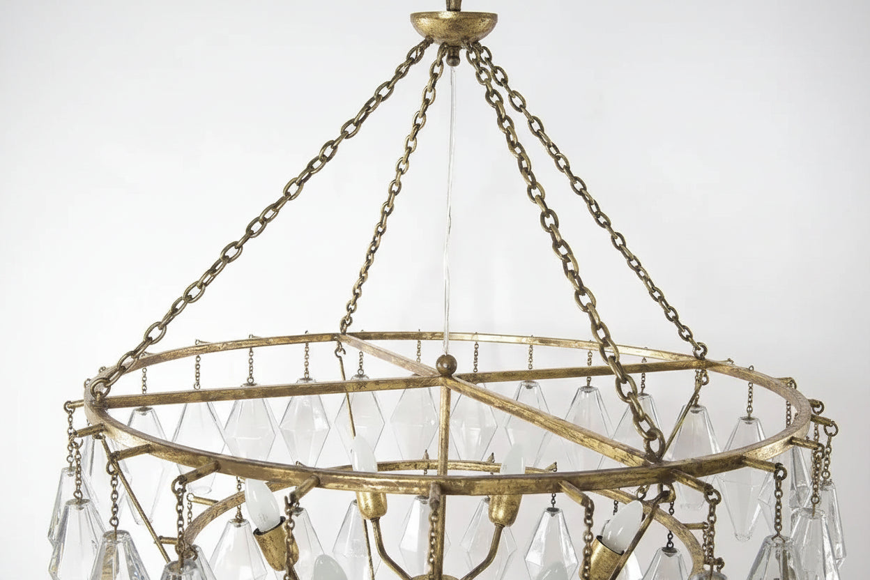 Adjustable Height Middle Glass Pendant Light