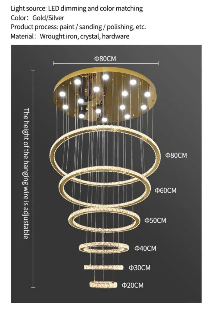 Rings Chandeliers for Loft Villa Duplex Design - Chrome ChandeliersLife®