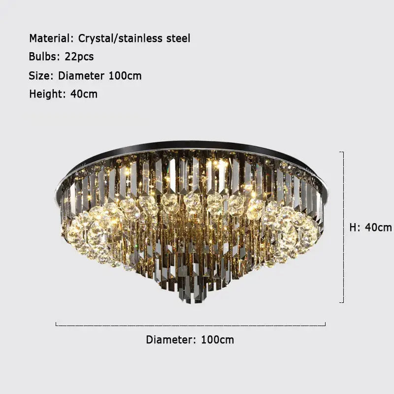 Luxury Crystal Ceiling Smoky Gray Lamp ChandeliersLife®