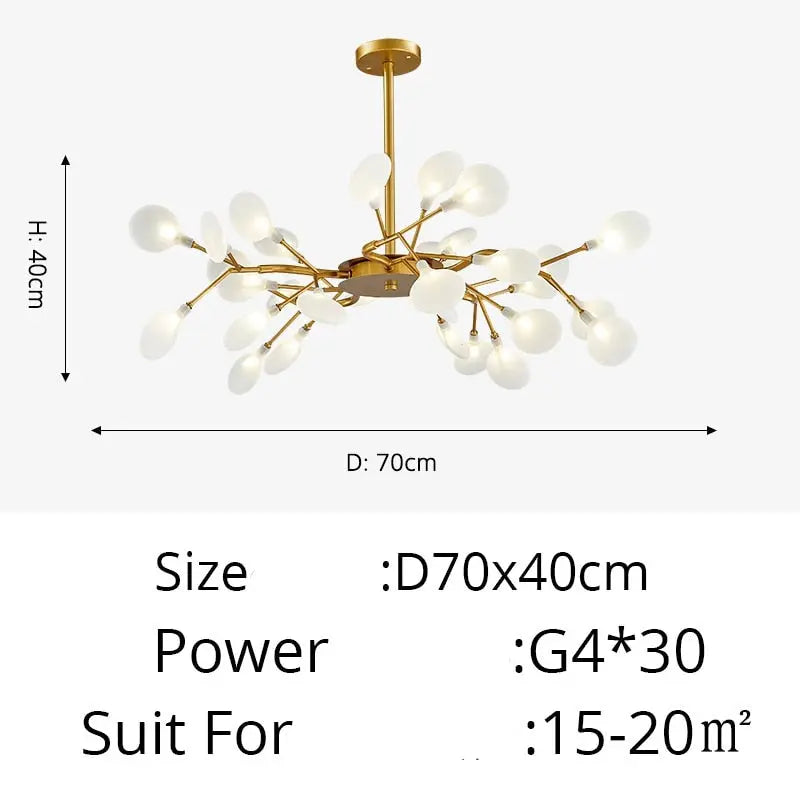 Luxurious Gold Chandelier with White Petals ChandeliersLife®