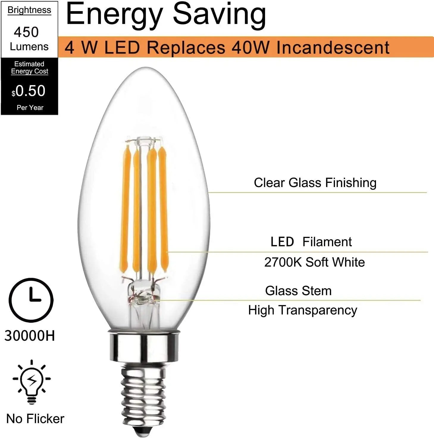 6 Pack Edison Filament Bulbs ChandeliersLife®