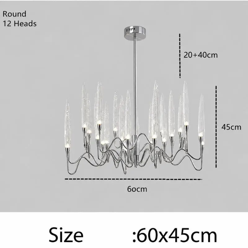 Luxury Nordic Tree Branch Candle Shaped Designer Chandelier - Silver