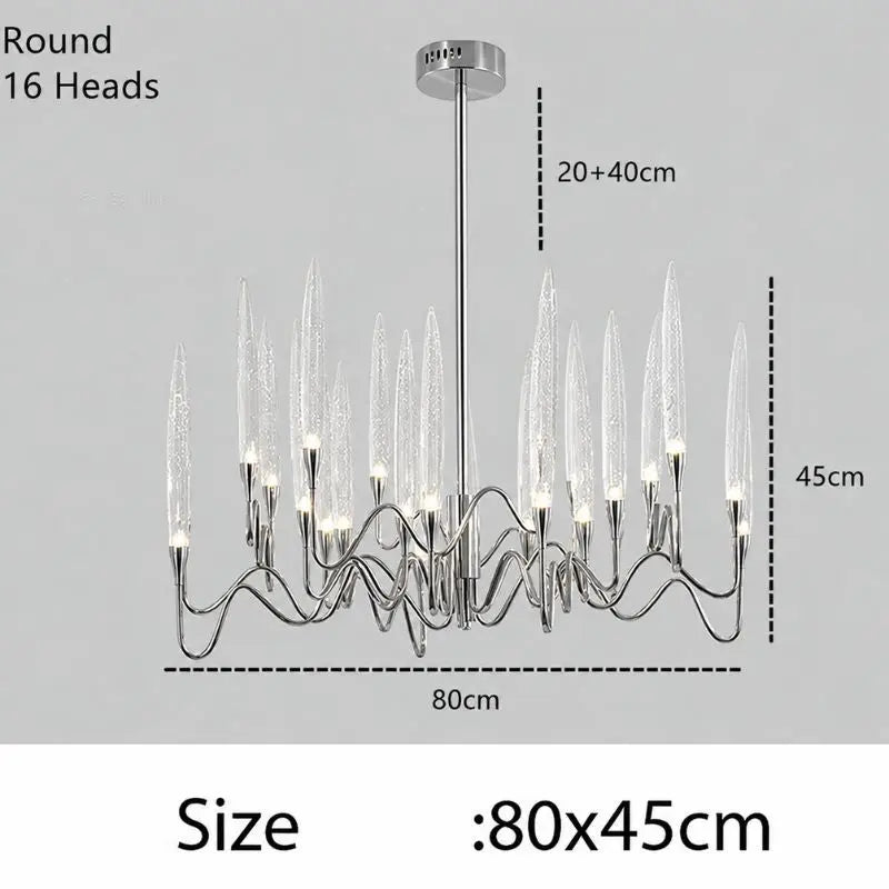 Luxury Nordic Tree Branch Candle Shaped Designer Chandelier - Silver