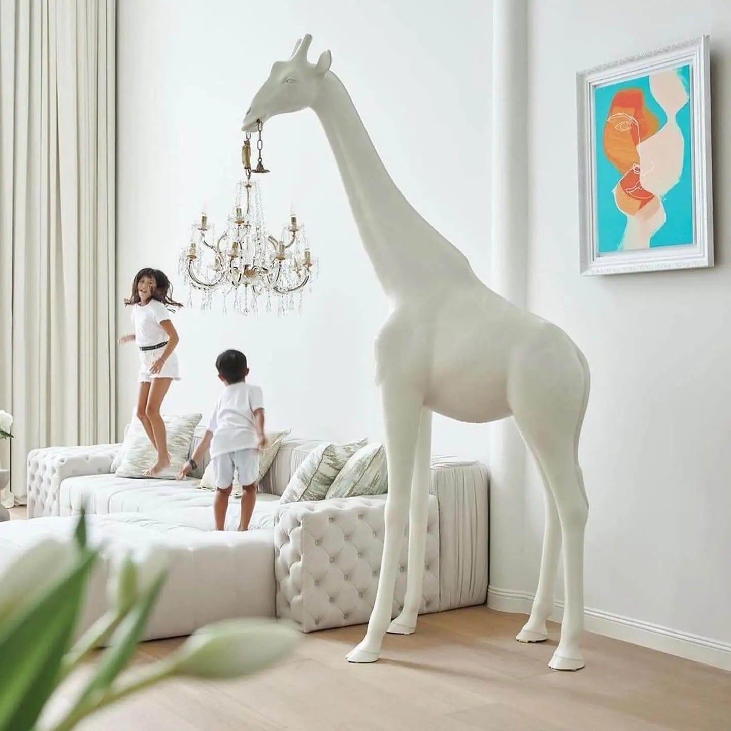 Art Sculpture Giraffe Floor Chandelier - White ChandeliersLife®