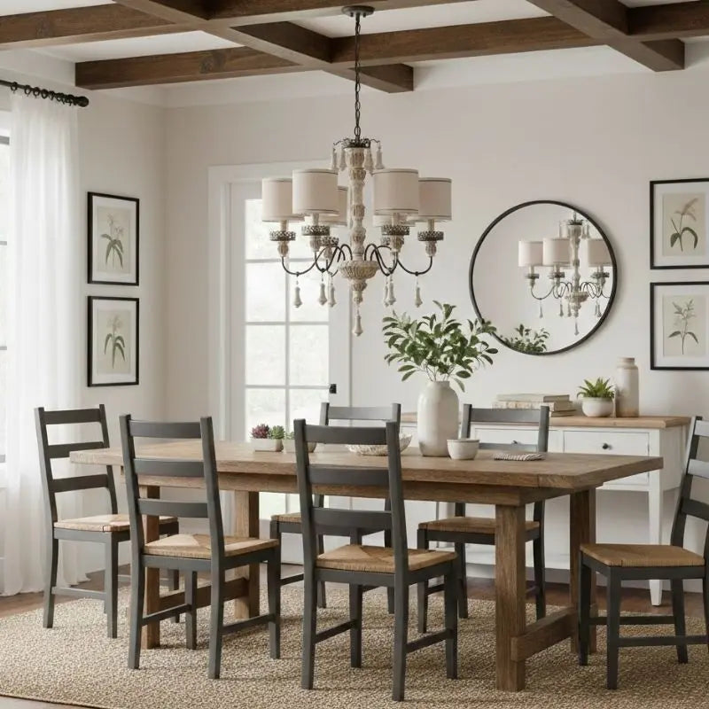 Retro Wood Chandelier With Fabric Shade ChandeliersLife®