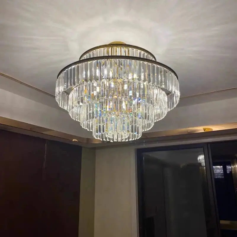 Modern Crystal Chandelier Simple Lustre Ceiling Lamp Living Room Chandelier Villa Bedroom Kitchen Island Decoration Round Lamp ChandeliersLife®