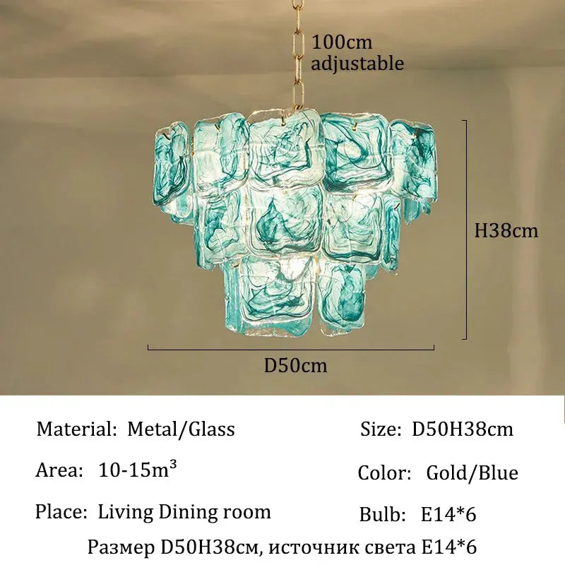 Virello Blue Glass Dining Room Chandelier