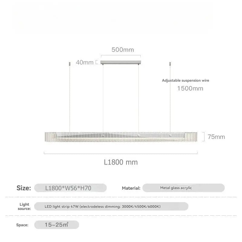 Minimalist Black Linear Chandelier Above Dining Table