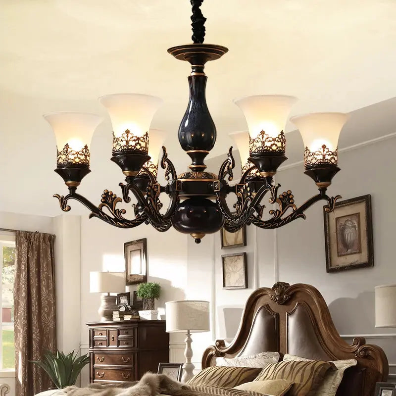 Dark Antique Ceramic Chandelier