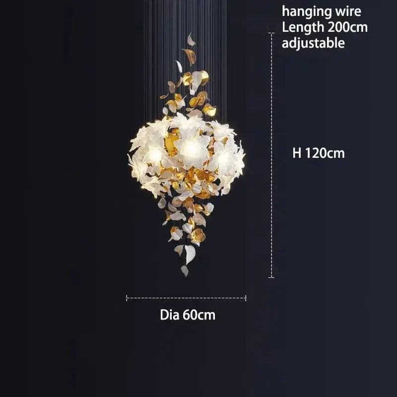 Duplex Villa Chandelier Pick High School Empty Fashion Living Room Crystal Light Luxury Designer Flower Shaped Luxury Chandelier ChandeliersLife®