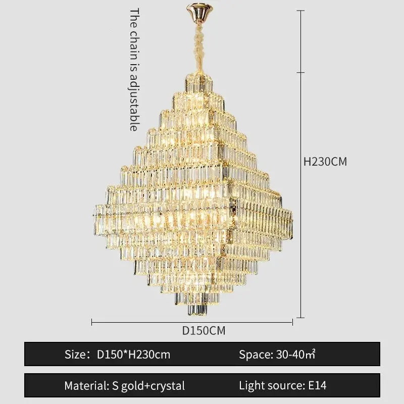 Modern Luxury Spiral Staircase Crystal Chandelier ChandeliersLife®