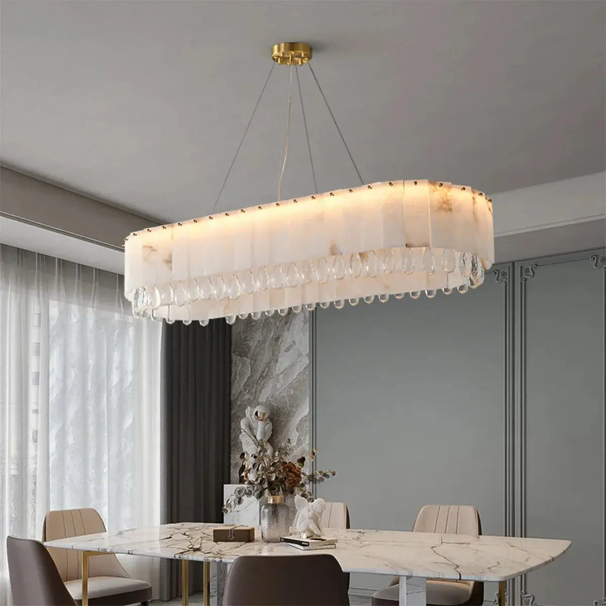 Villa Lobby Dining Living Room Alabaster Hanging Lamp ChandeliersLife®