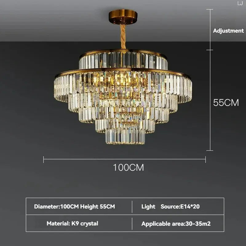 Modern Crystal Chandelier Simple Lustre Ceiling Lamp Living Room Chandelier Villa Bedroom Kitchen Island Decoration Round Lamp ChandeliersLife®