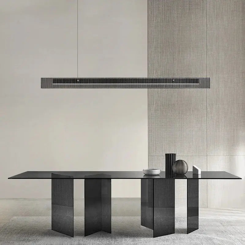 Minimalist Black Linear Chandelier Above Dining Table ChandeliersLife®
