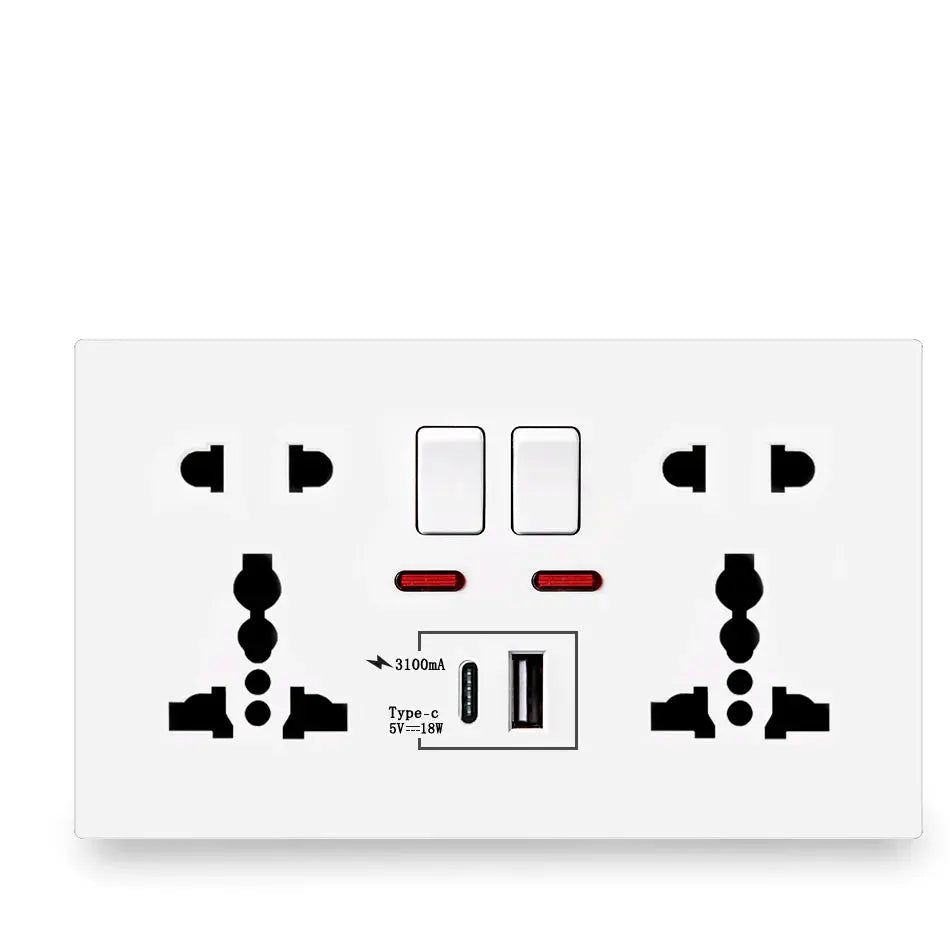 Electrical outlet with multiple sockets and switches on a white background, branded 'Delviz'.