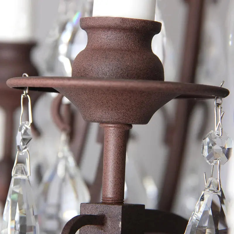 American country chandelier wrought iron retro living room dining room chandelier French stairwell villa crystal chandelier ChandeliersLife®