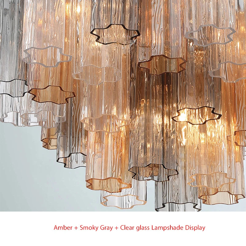 Modern pendant chandelier with repeating shell-style forms
