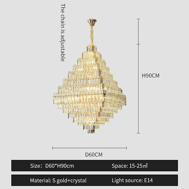 Modern Luxury Spiral Staircase Crystal Chandelier ChandeliersLife®