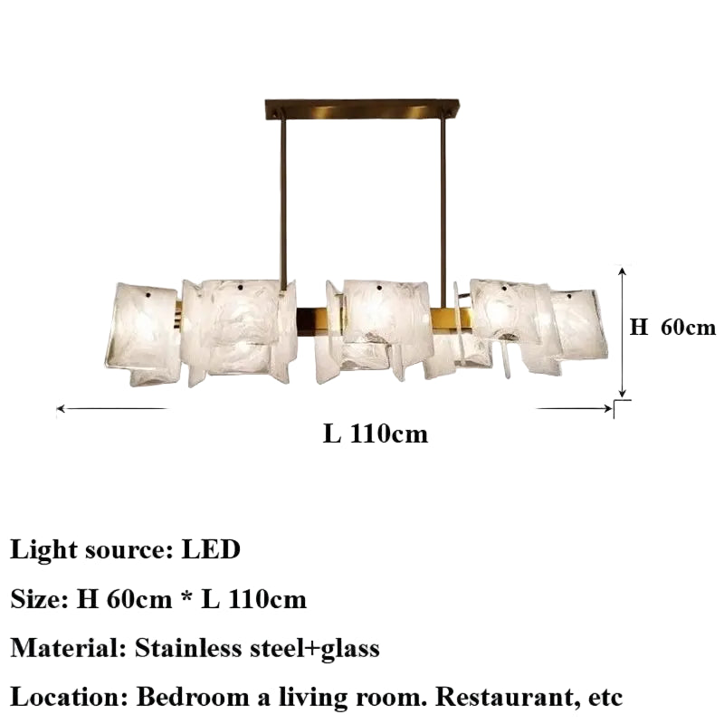 Chandelier with dimensions and specifications on a gray background