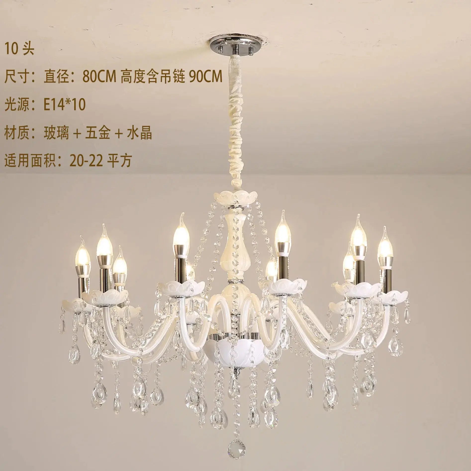 Luxurious Living Room Lighting White Crystal Chandelier ChandeliersLife®