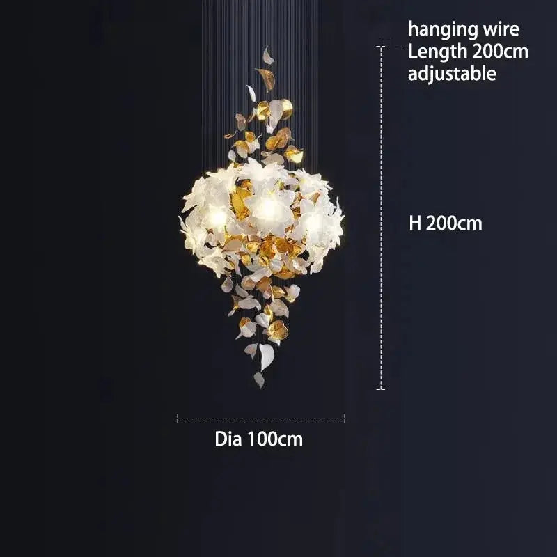 Duplex Villa Chandelier Pick High School Empty Fashion Living Room Crystal Light Luxury Designer Flower Shaped Luxury Chandelier ChandeliersLife®