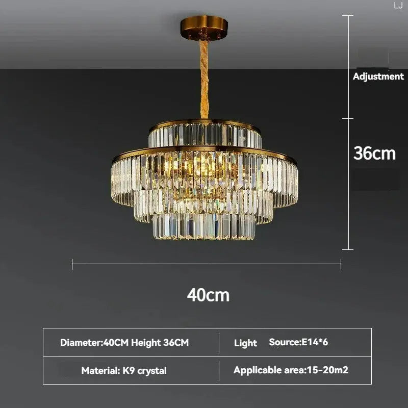 Modern Crystal Chandelier Simple Lustre Ceiling Lamp Living Room Chandelier Villa Bedroom Kitchen Island Decoration Round Lamp ChandeliersLife®