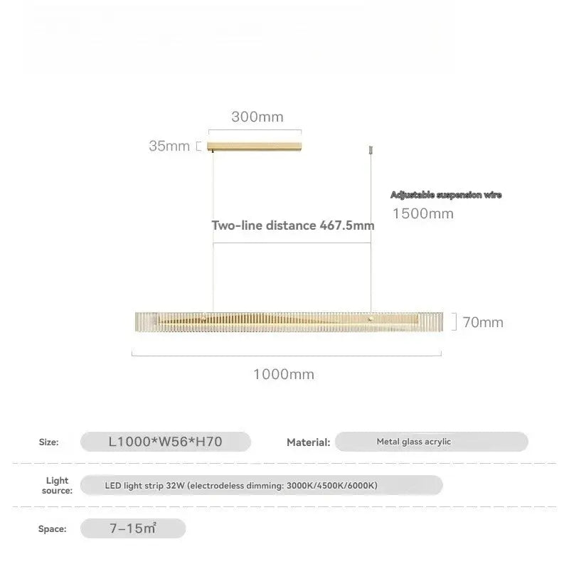 Minimalist Black Linear Chandelier Above Dining Table