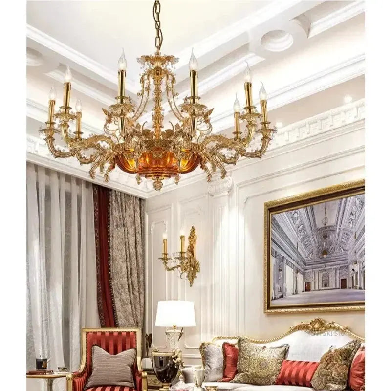 French style all copper palace bedroom restaurant, creative personality, luxurious atmosphere, luxurious villa club lights ChandeliersLife®