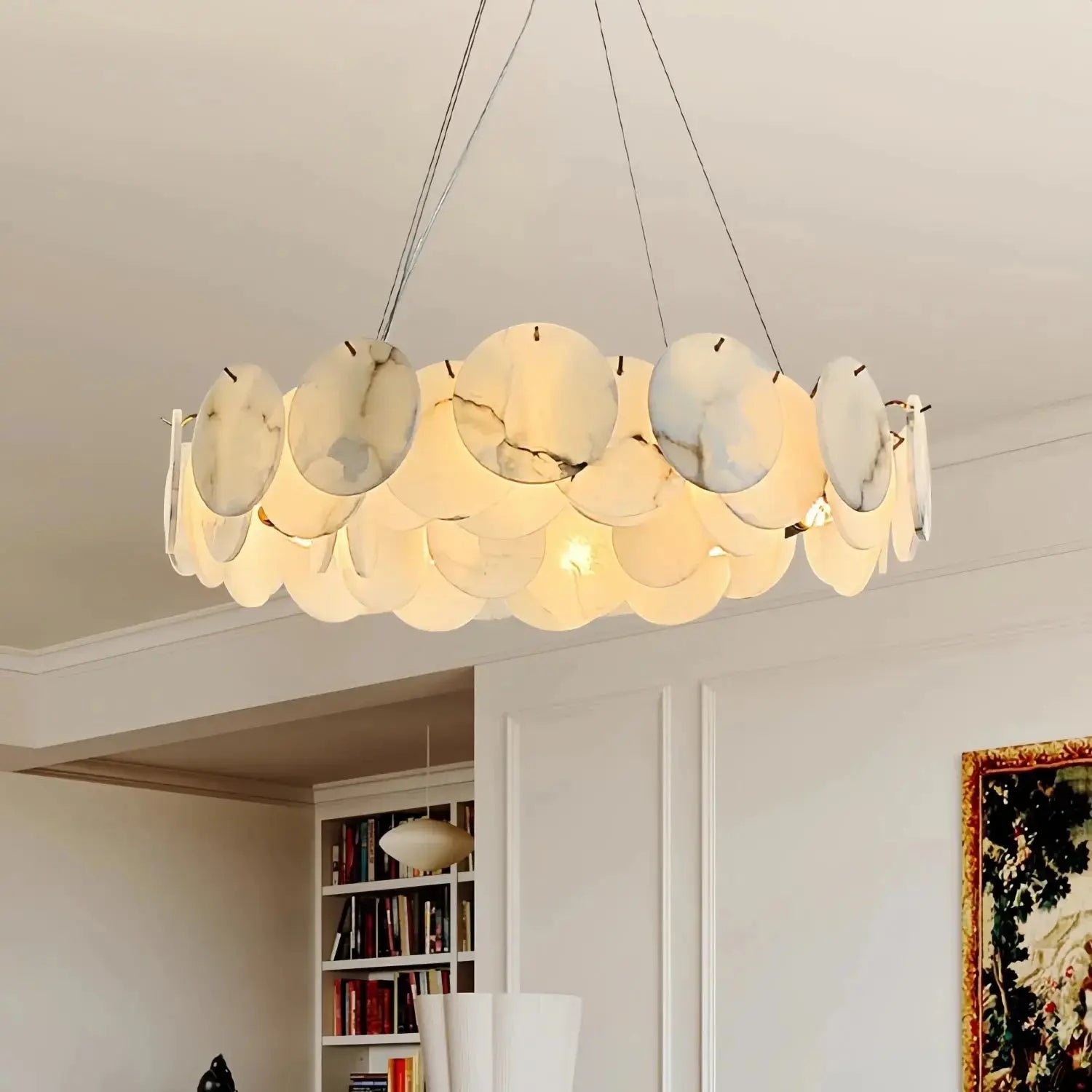 Modern White Marble Alabaster Round Lamp ChandeliersLife®