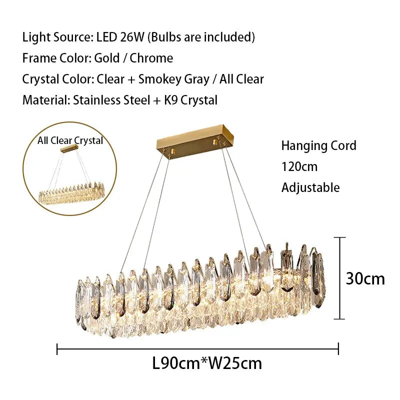 Crystal Modern Gold Straight Lustre ChandeliersLife®