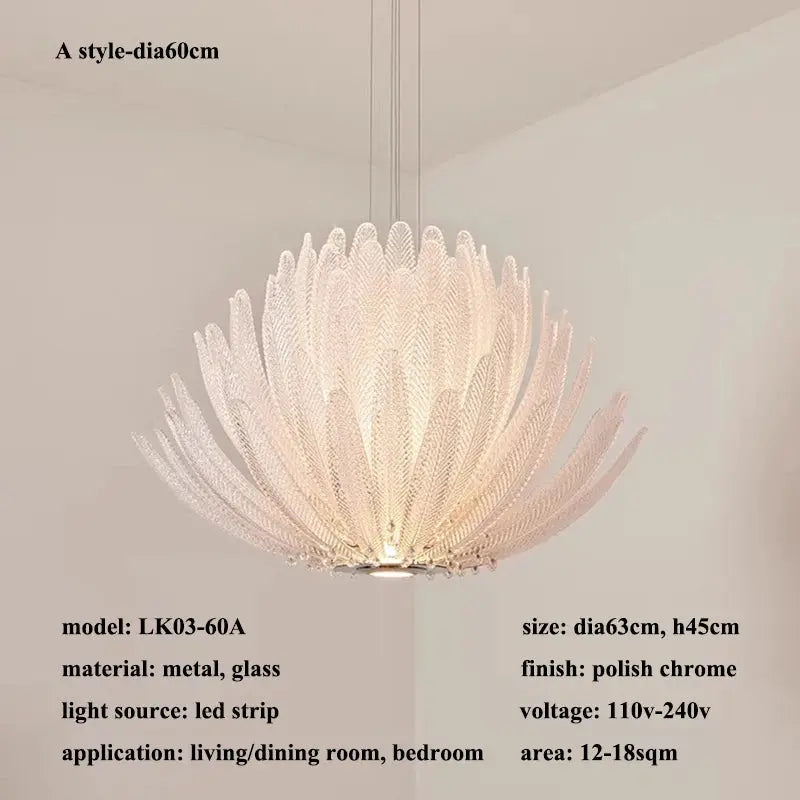 Modern Luxury Feather Glass Luxury Pendant Chandelier