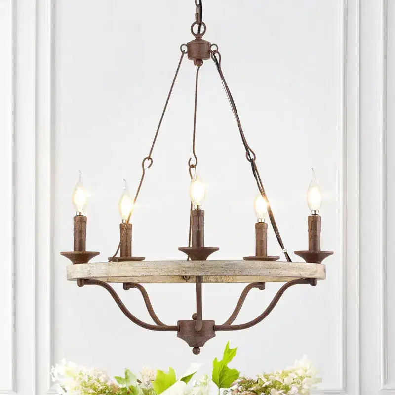 Retro American Bedroom Wood Chandelier