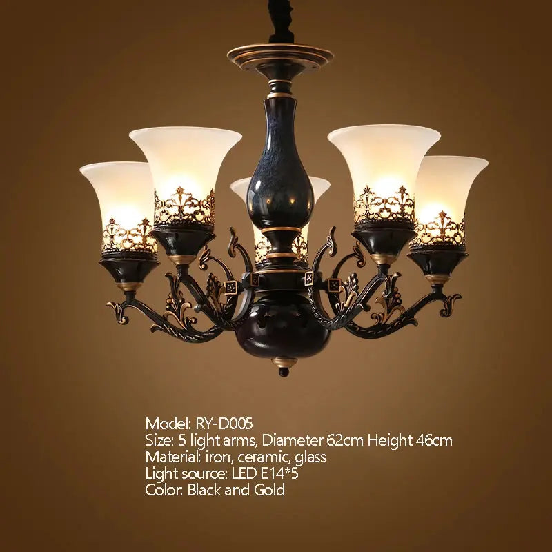 Dark Antique Ceramic Chandelier