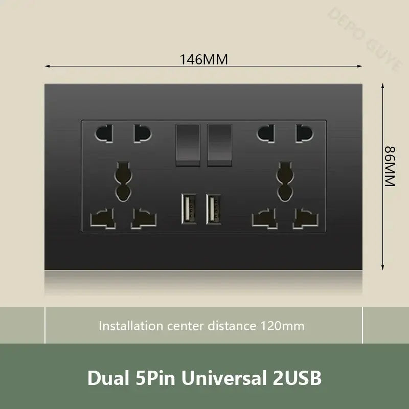 UK Wall Electrical Outlet with USB Charger ChandeliersLife®