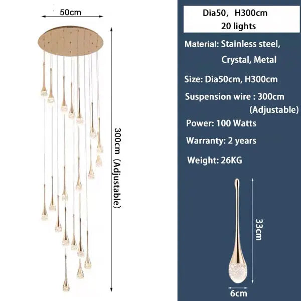 Luxury Long Hanging Staircase Chandelier ChandeliersLife®