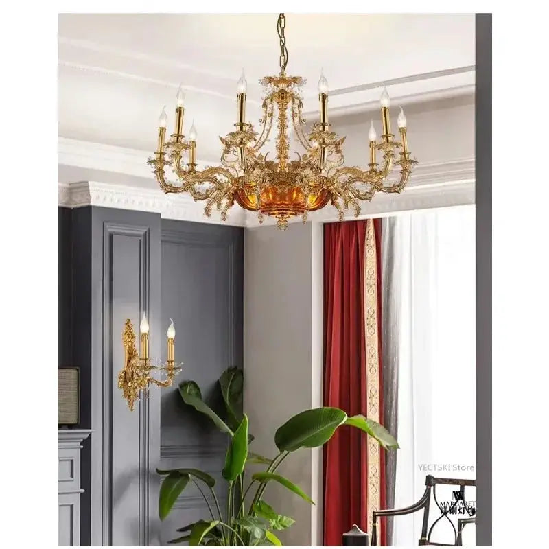 French style all copper palace bedroom restaurant, creative personality, luxurious atmosphere, luxurious villa club lights ChandeliersLife®