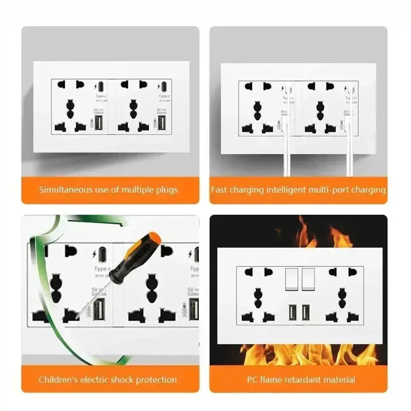 UK Wall Electrical Outlet with USB Charger ChandeliersLife®