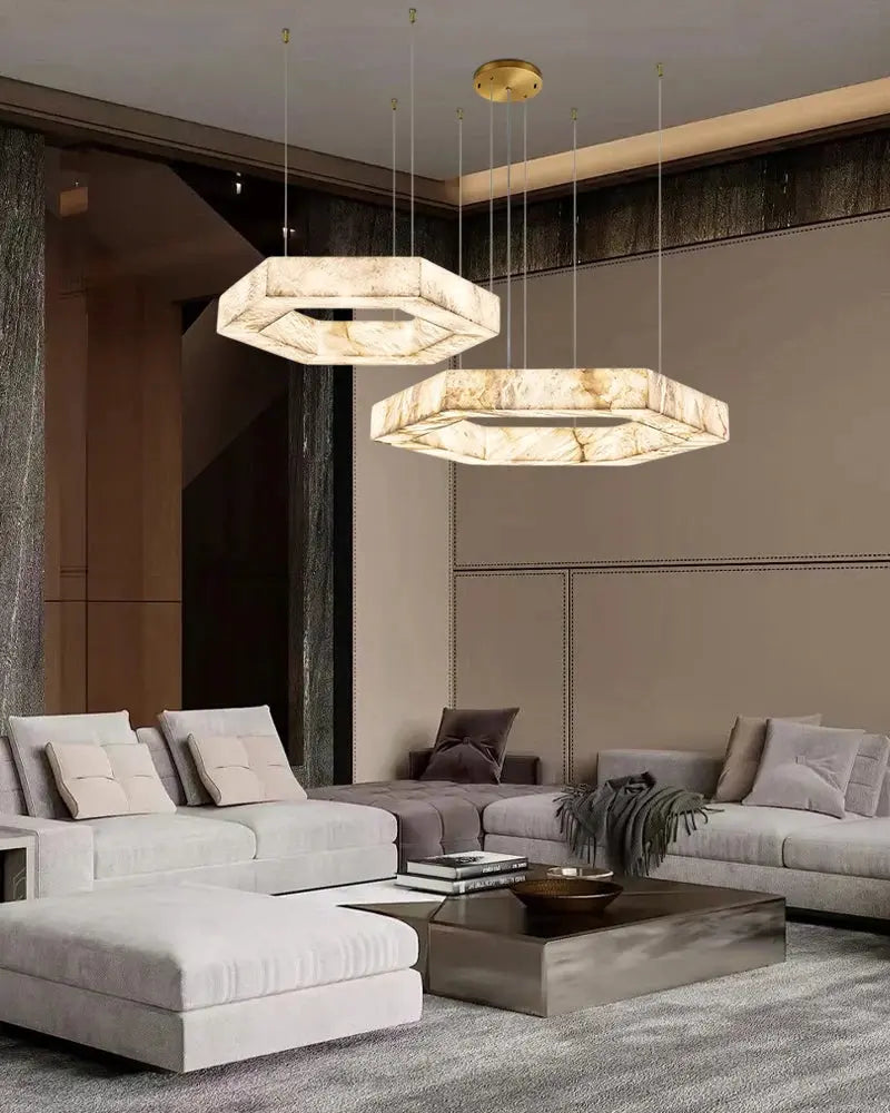Hexagonal Alabaster Round Chandelier ChandeliersLife®