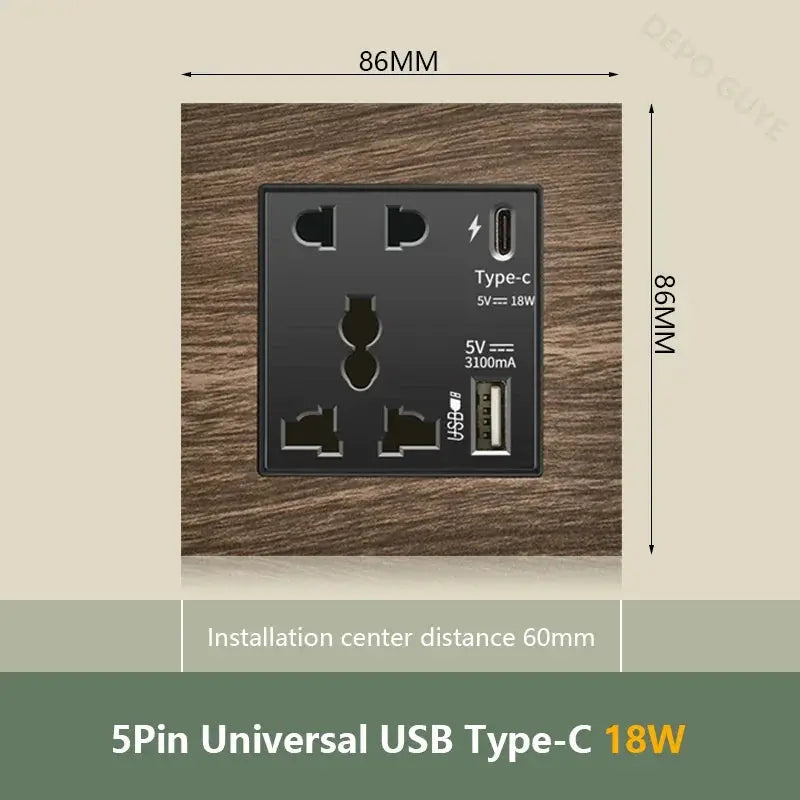 UK Wall Electrical Outlet with USB Charger ChandeliersLife®