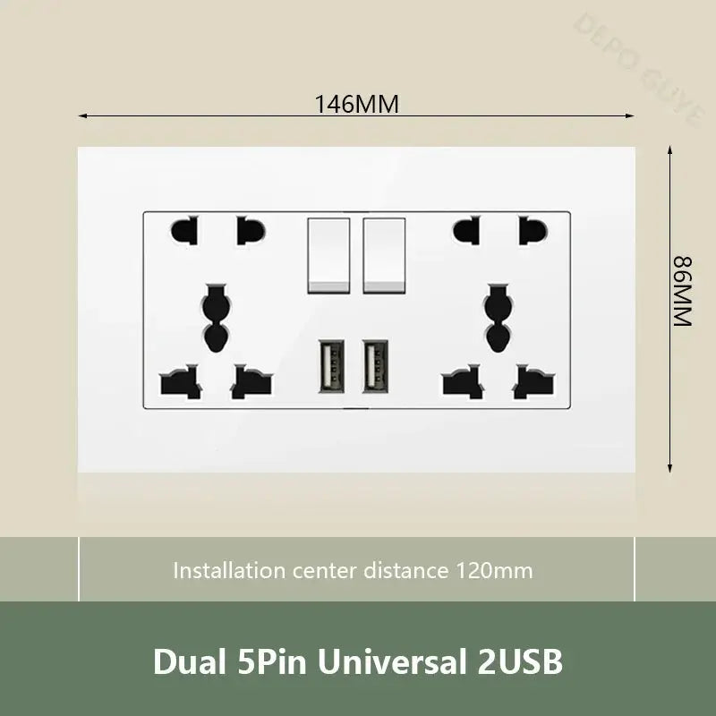 UK Wall Electrical Outlet with USB Charger ChandeliersLife®