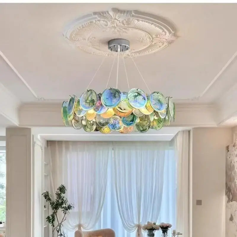 Verdeva Murano-inspired Coloured Glass chandelier with decorative glass detailing