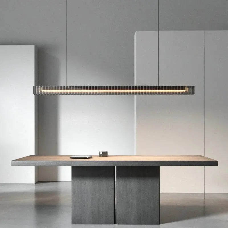 Minimalist Black Linear Chandelier Above Dining Table ChandeliersLife®