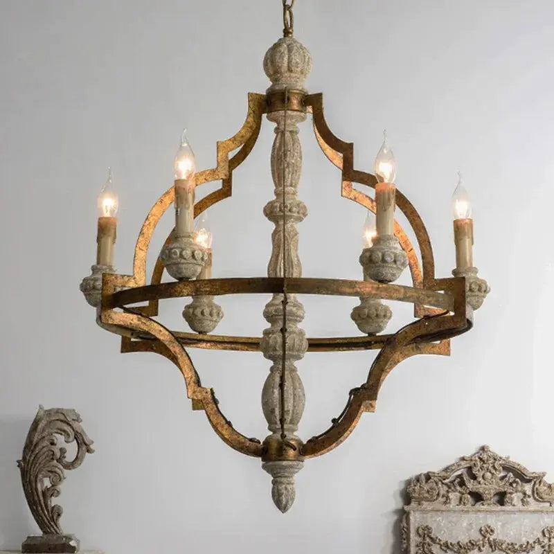 Golden Wood Vintage Chandelier ChandeliersLife®