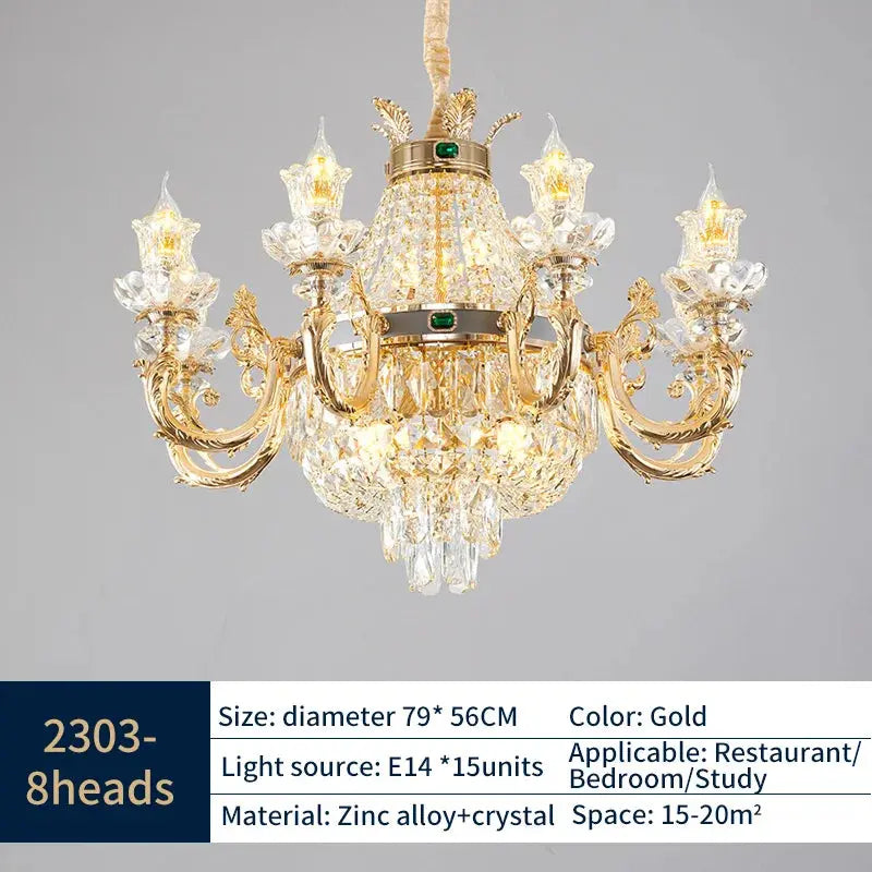 European Style Duplex Chandelier European Style Villa Living Room Candle Crystal Chandelier Hotel Lobby Chandelier In The Middle ChandeliersLife®